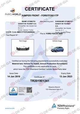 Ford Focus Ön Tampon Astarlı 05 Tüv