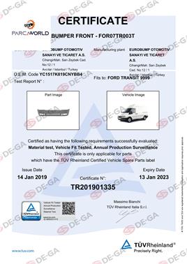 Ford Trmk6 Ön Tampon Komple Sıslı 00 Tüv
