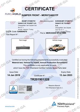 Mercedes W124 Ön Tampon Astarlı 8589 Tüv