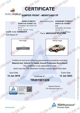 Mercedes W124 Ön Tampon Kuşaklı Ast8589 Tüv
