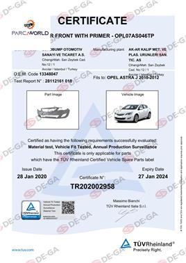 Opel Astra J Ön Tampon Sendlkkeshazır)ast1012 Tüv