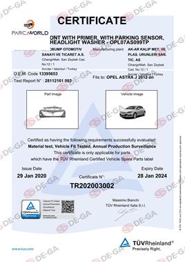 Opel Astra J Ön Tampon Senyıkama Delıklı Ast12 Tüv