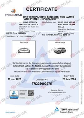 Opel Astra J Ön Tamponsenfar Yıkdlkkeshazır)ast12 Tüv