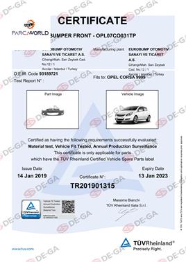 Opel Corsa Ön Tampon Astarlı 06 Tüv