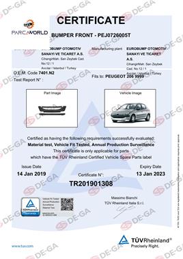 Peugeot 206 Ön Tampon Spoılerkuşaklı 9806 Tüv