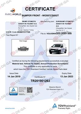 Volkswagen Caddy Ön Tampon 04 Tüv