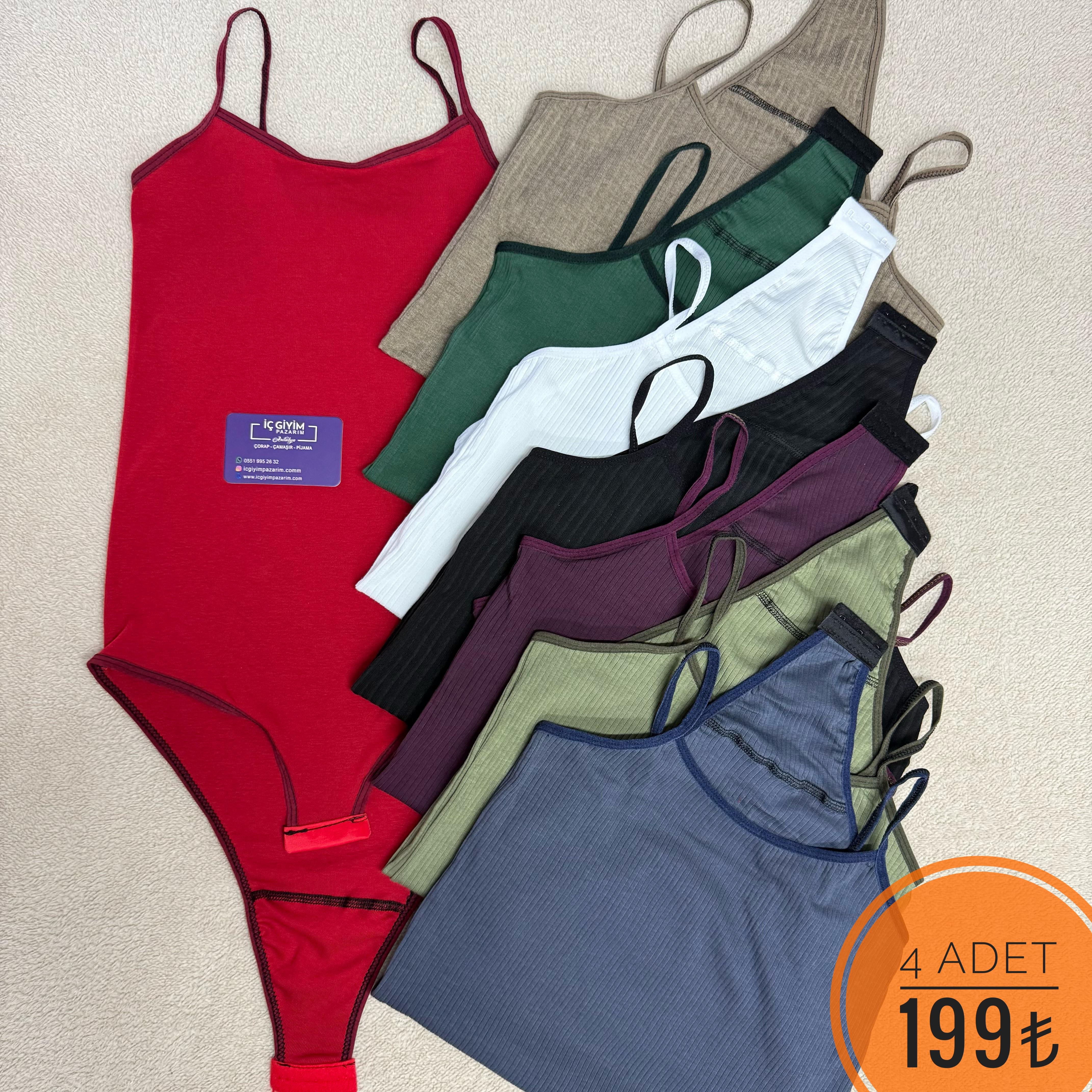 4 Lü  Bayan Penye Zıbın-Karışık renk