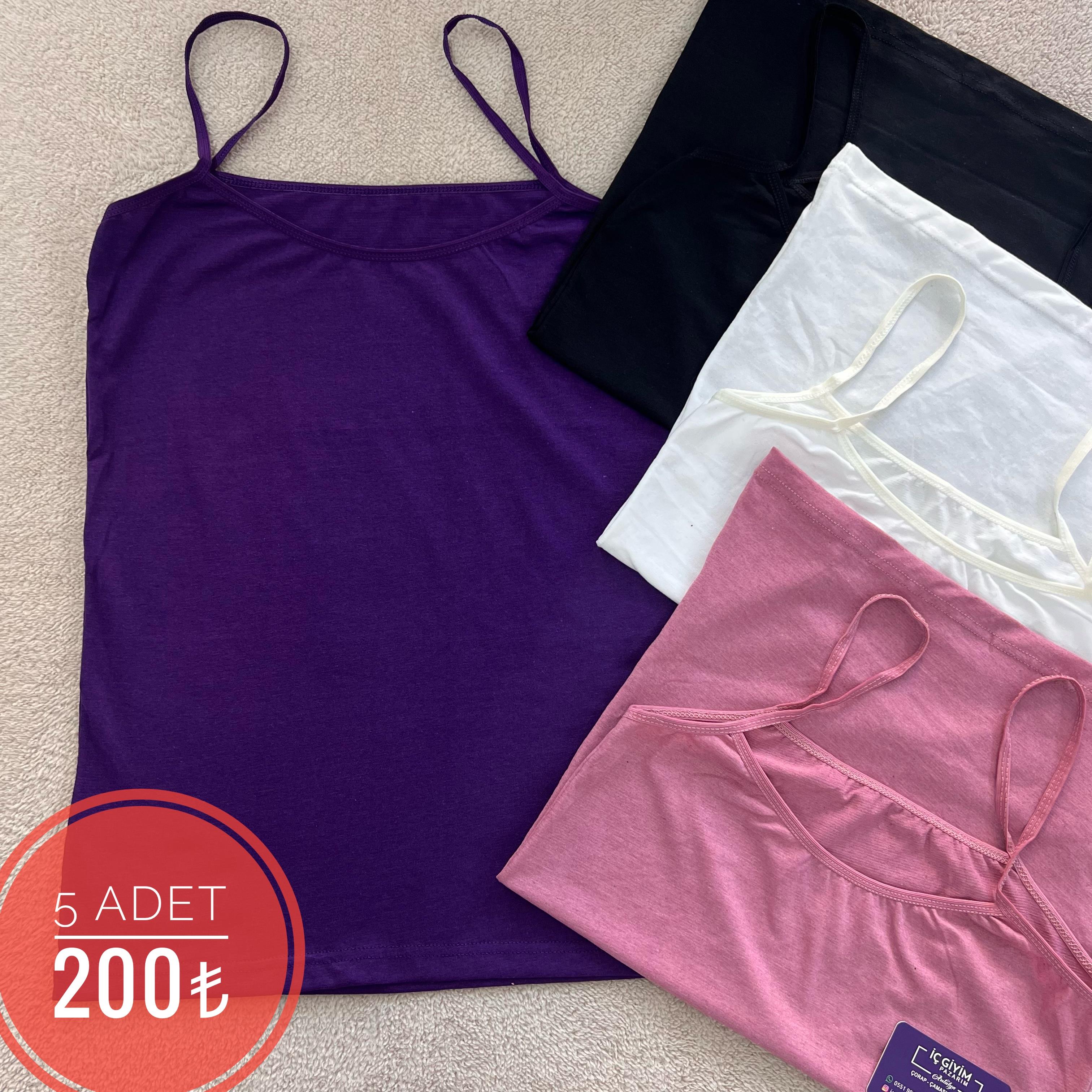 5 Li Fts Bayan Düz renk Atlet-Karışık Renk