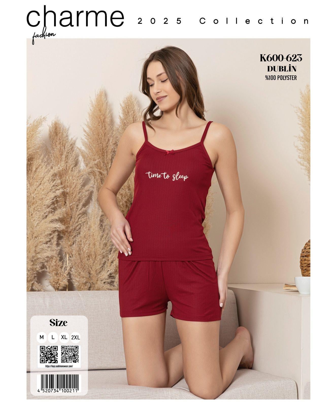 Charme Milan İp Askılı Şhortlu Takım-Bordo