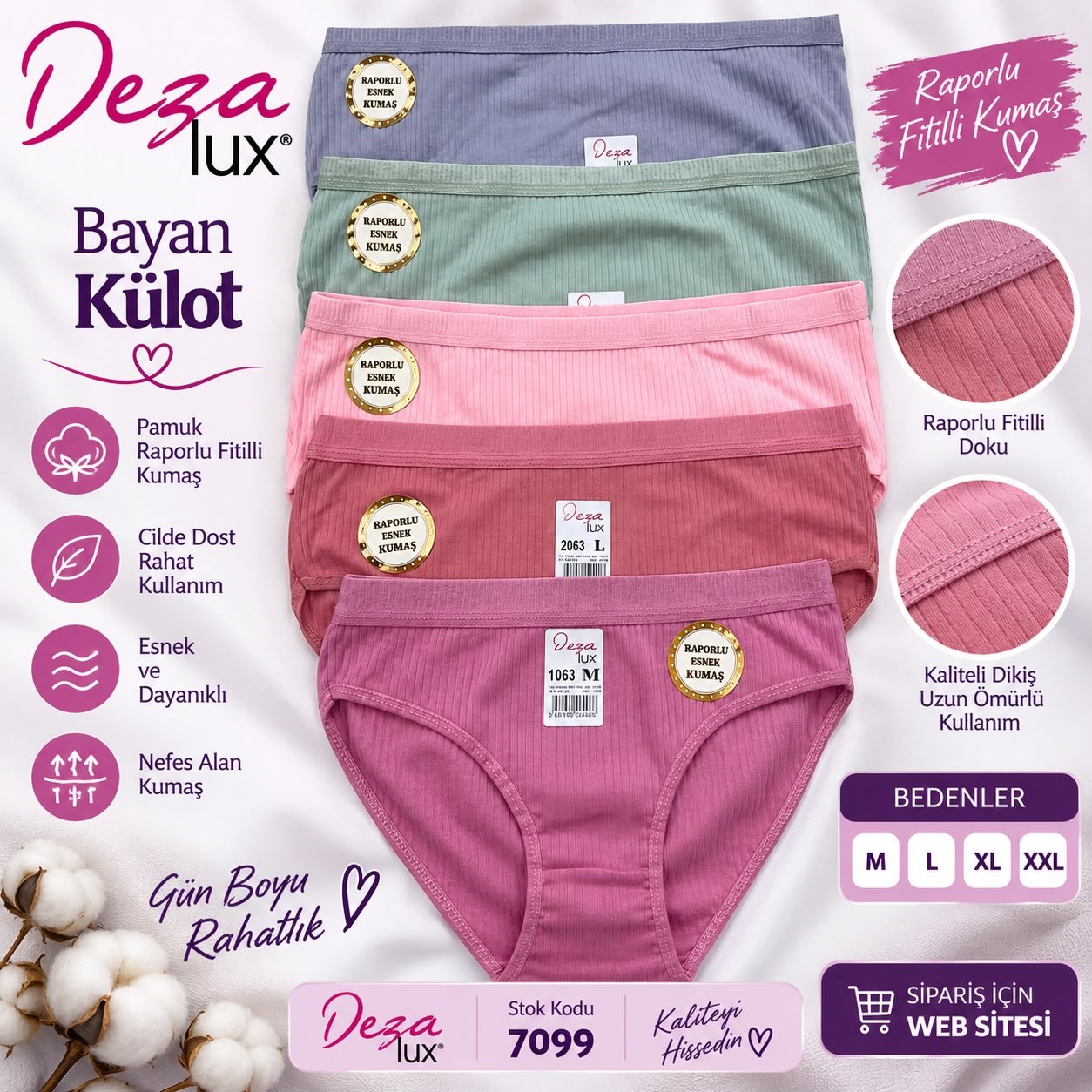 DezaLux Full Esnek Fitilli Bayan Külot-Karışık Renk