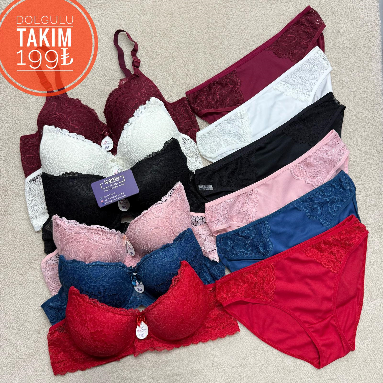 Dolgulu Mısperry Dantelli Sütyen Takım-