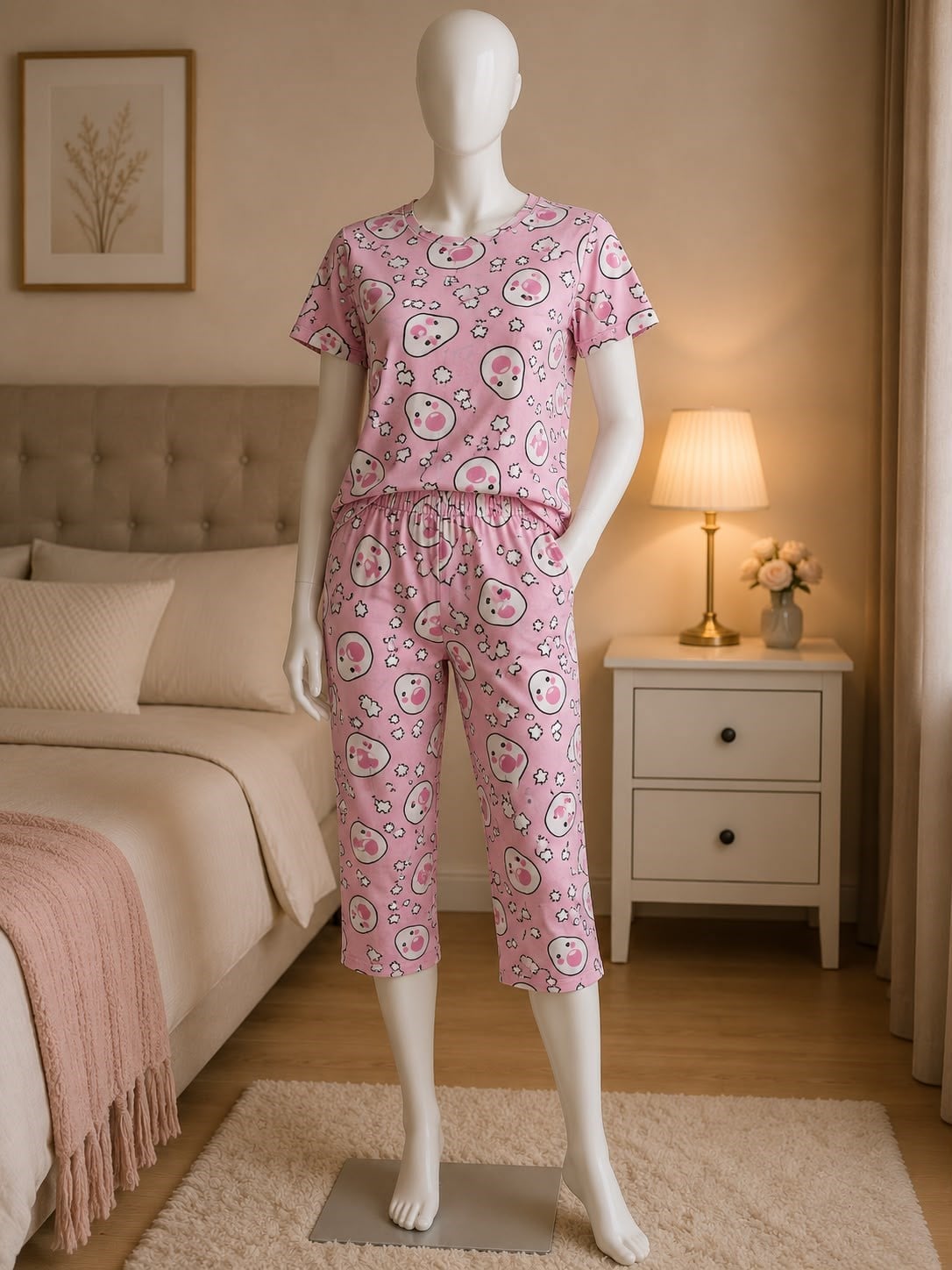 Elite Kısa Kol Alt Kaprili Sıfıryaka Milan Pijama Takım-pembe yumurta