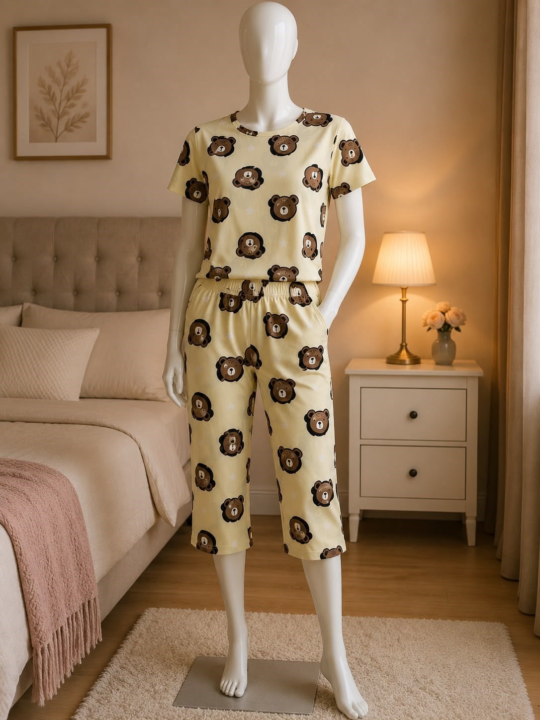 Elite Kısa Kol Alt Kaprili Sıfıryaka Milan Pijama Takım-krem koala