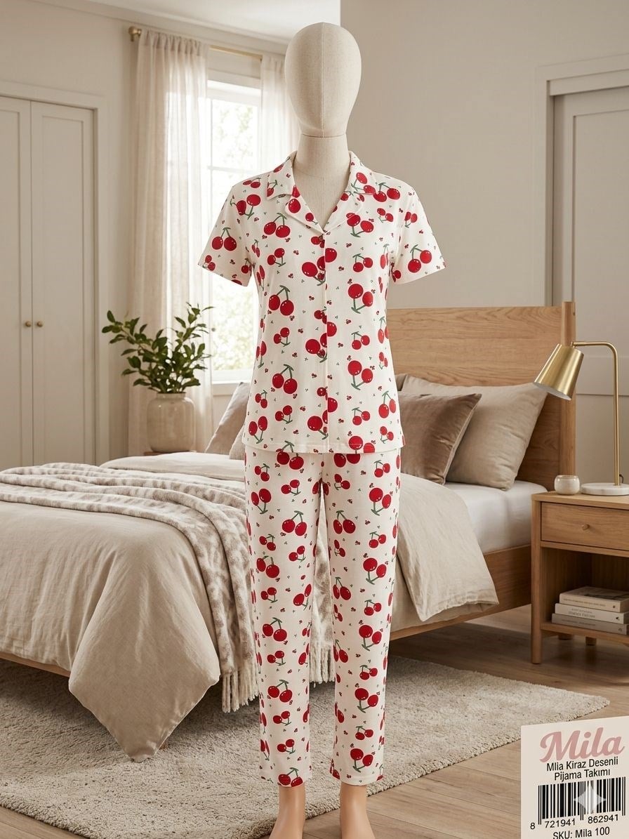 Goodnıht Milan Byn Pijama Takım-7030-25 kiraz