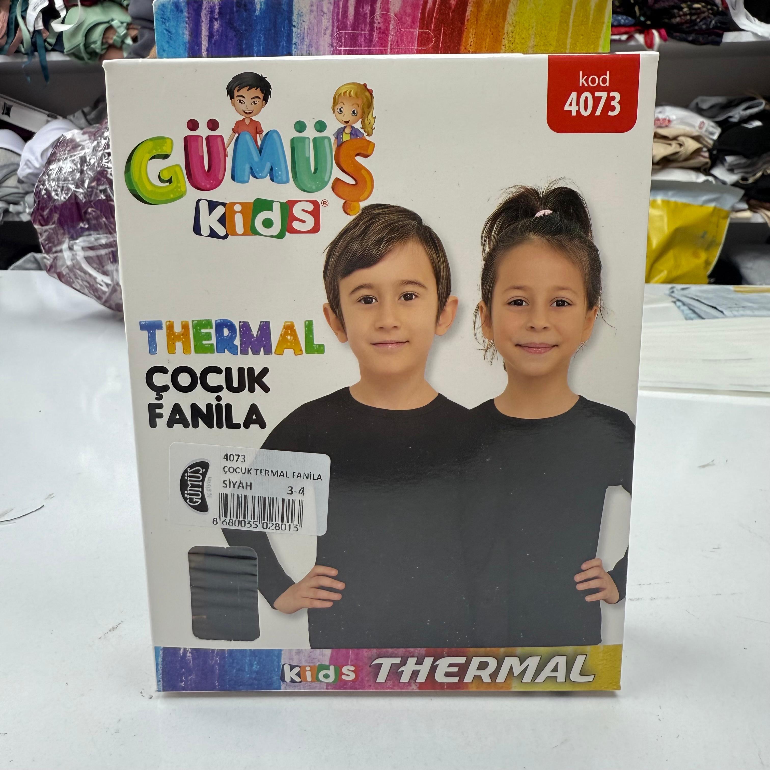 Gümüş Erkek-Kız Çocuk Thermal İçlik Fanila-Siyah
