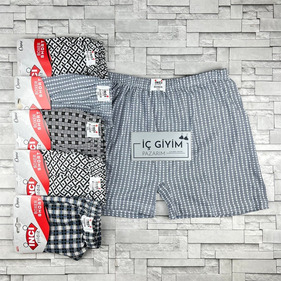 İnci Yıldız Erkek Penye Boxer-Karışık Renk