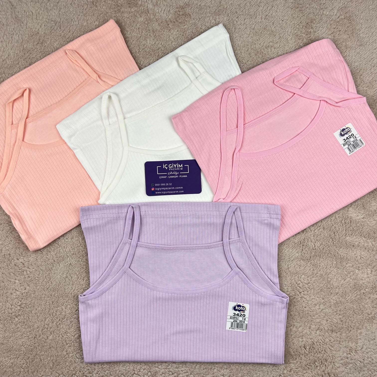 Kota Kız Çocuk Fitilli Atlet-Karışık Renk