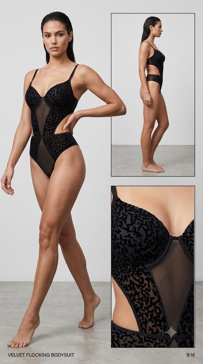 MıssNergız Destekli Martı Desen Deri BODYSUIT-Siyah