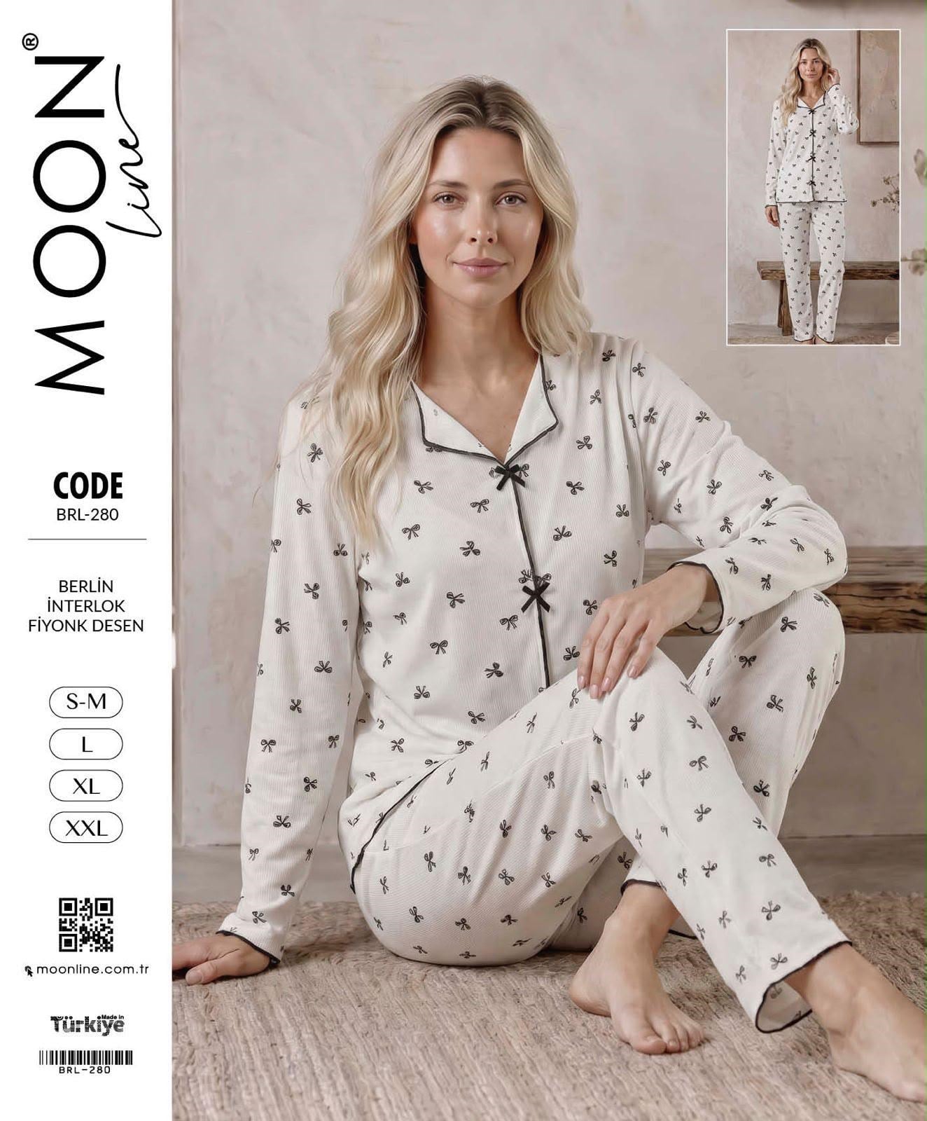 Moonlıne Berlin Pijama Takım-280-ekru fiyonk