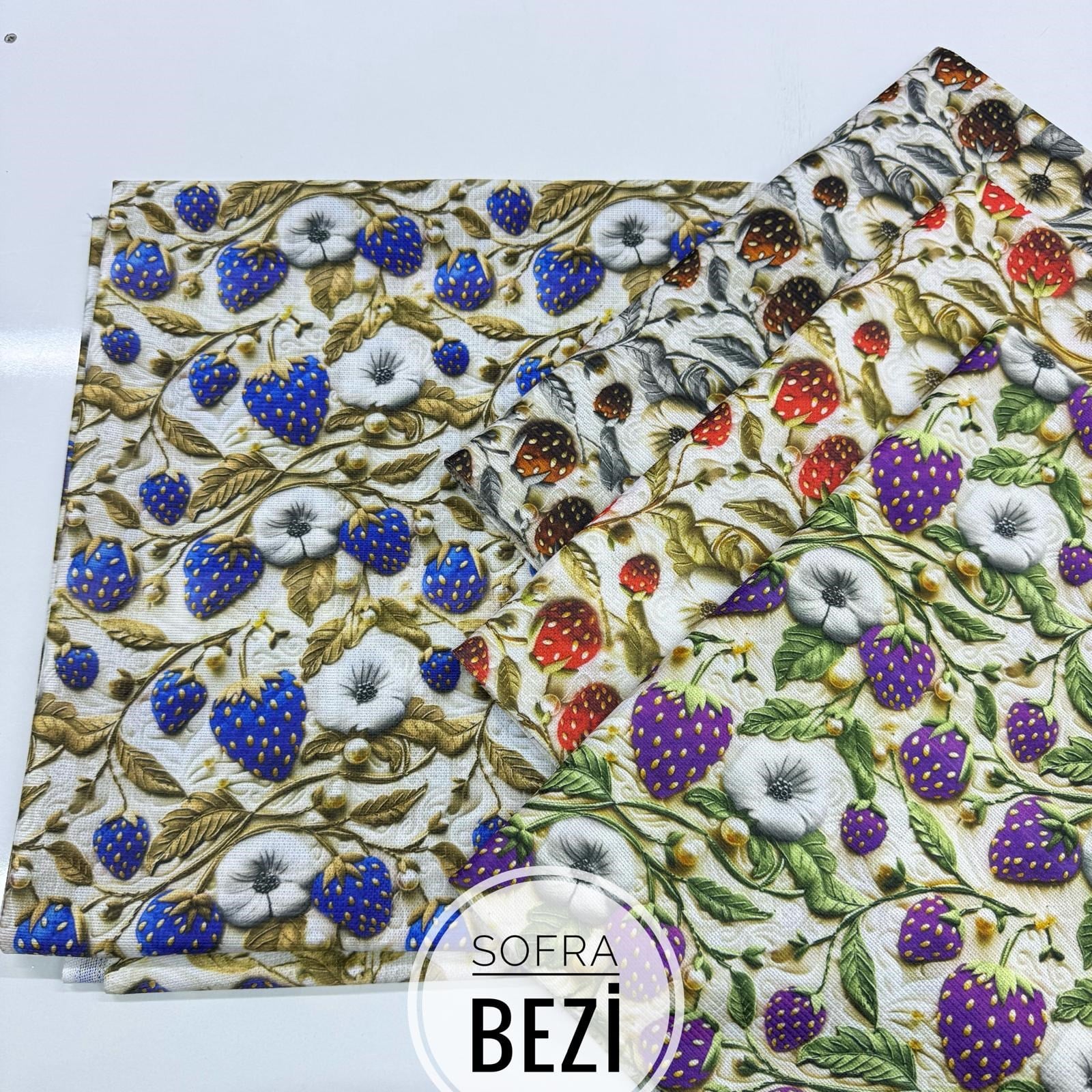 Sofra Bezi-3D Çilek-Karışık renk