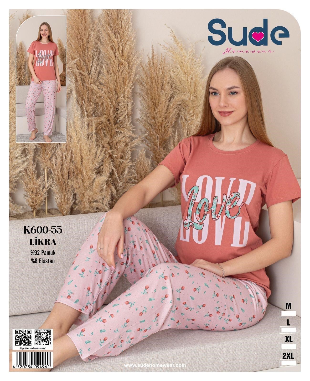 Sude Bayan Kısa Kol Pijama Takım-600-55