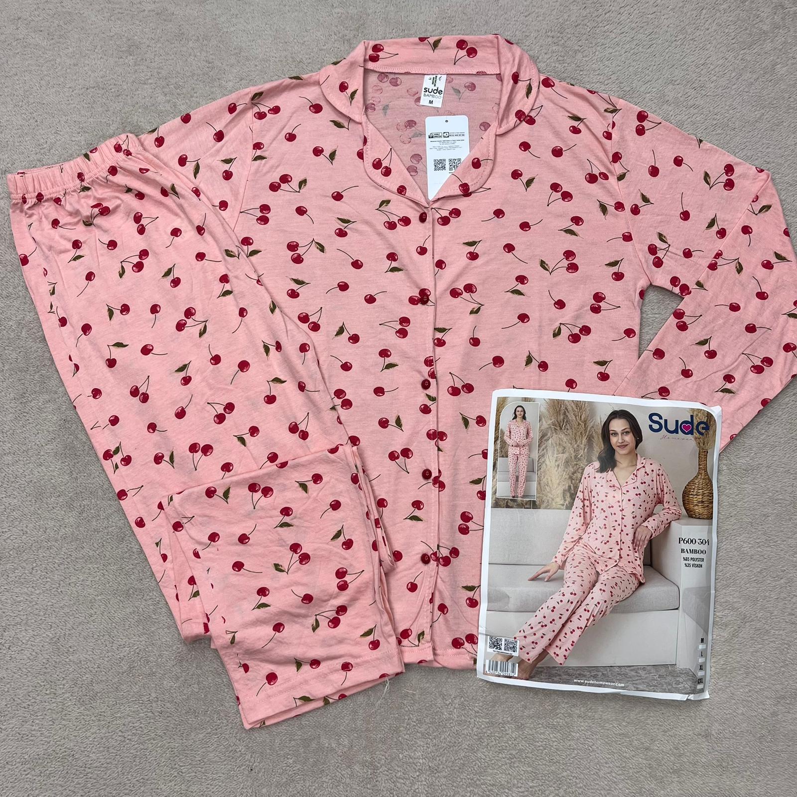 Sude Uzun Kol Bayan Pijama Takım-pembekiraz