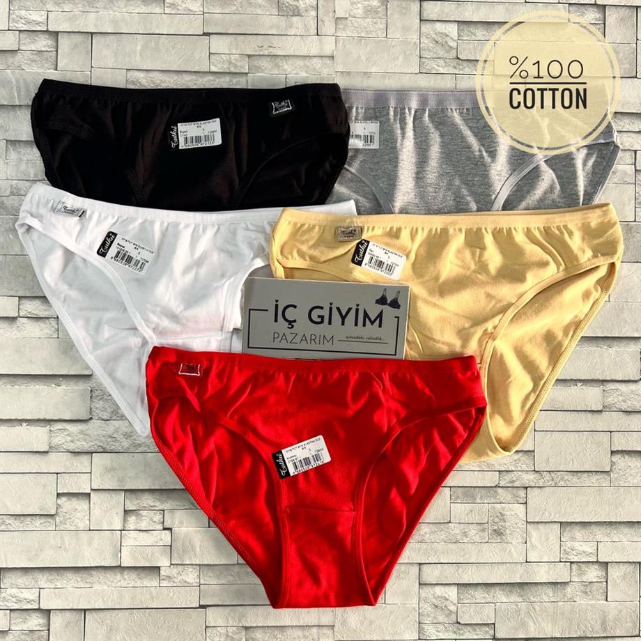Tutku Bayan Elastan Düz Bikini Külot