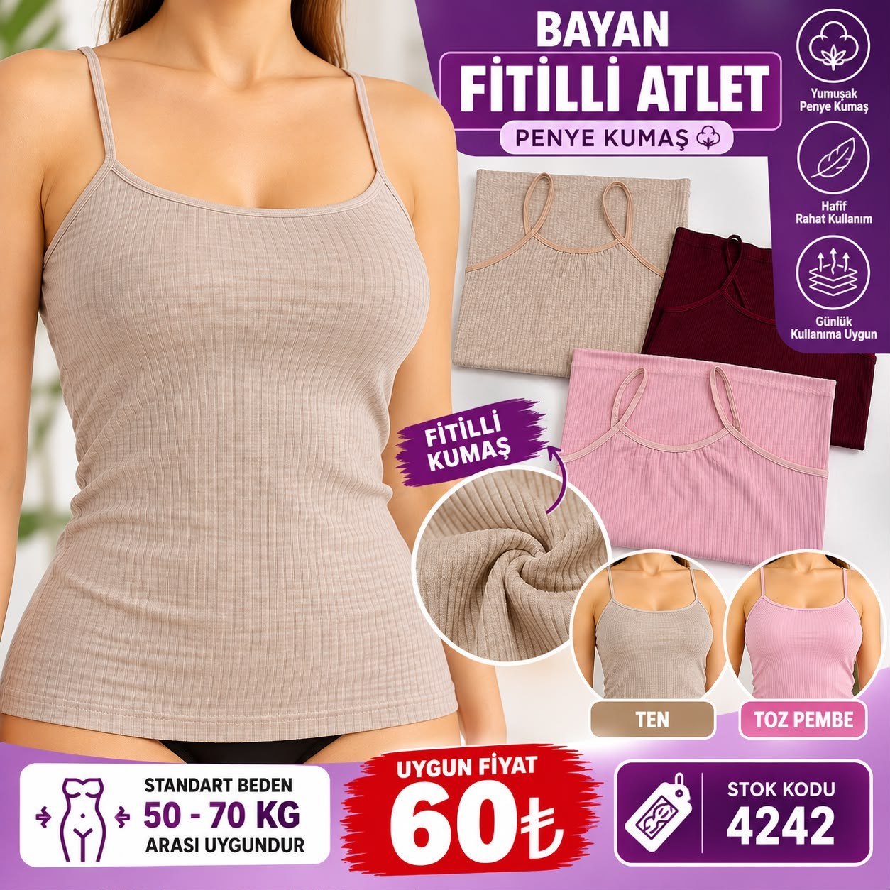 Yumoş Bayan Fitilli Atlet-