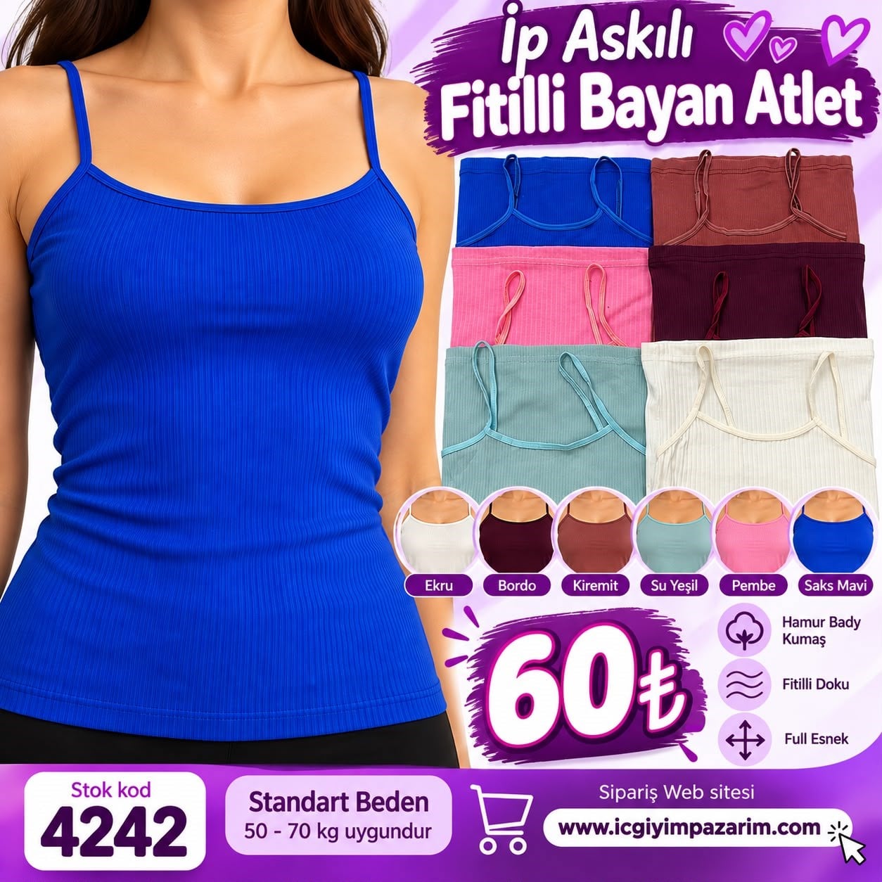 Yumoş Bayan Fitilli Atlet
