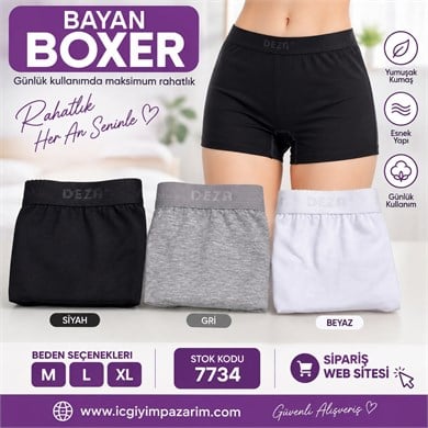 6 lı Dondeza-Gümüş Düz Renk Bayan Boxer