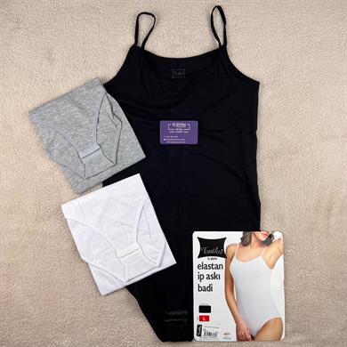 Tutku İp Askılı Düz Renk Zıbın