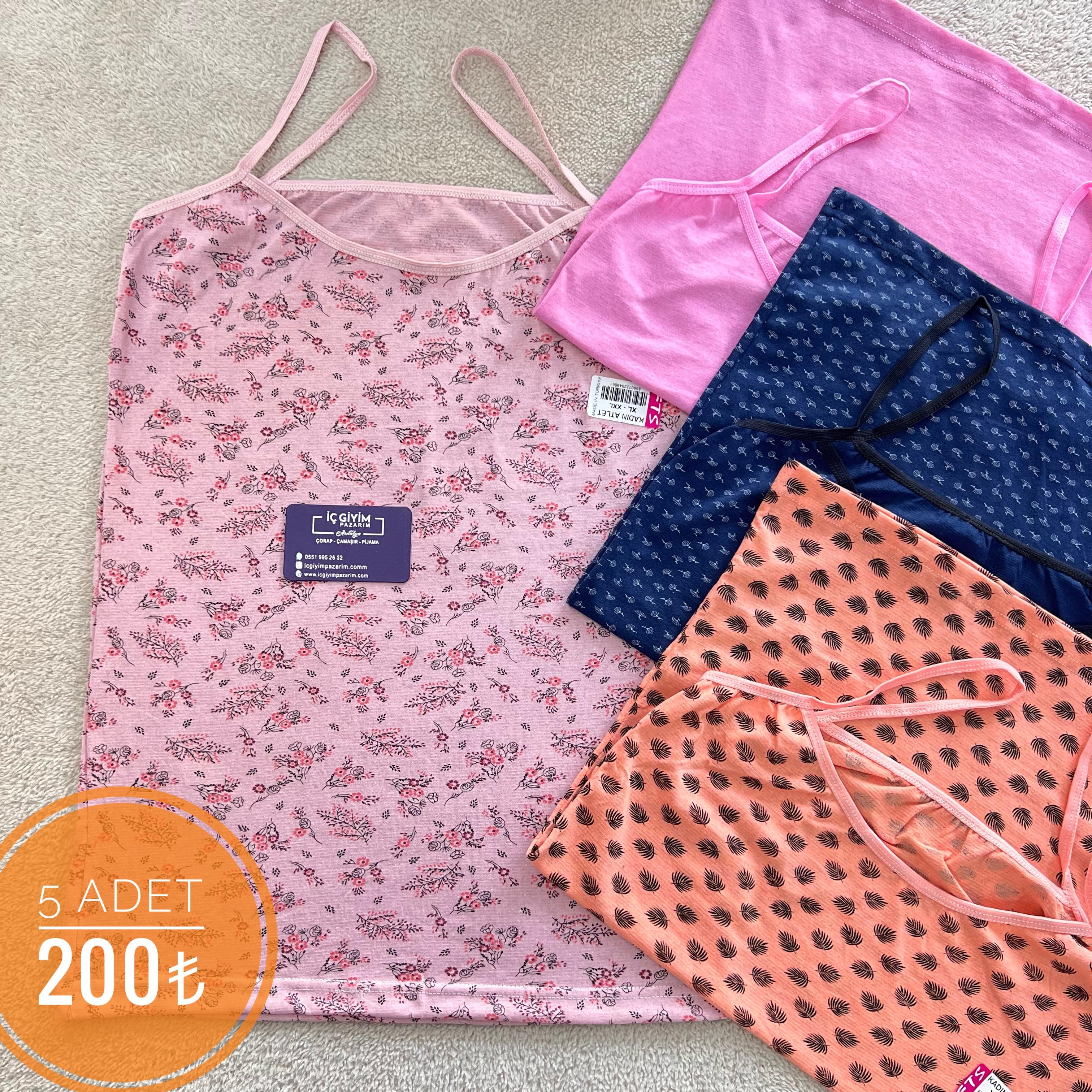 5 Li Fts Bayan Düz-Desenli Atlet-Karışık Renk