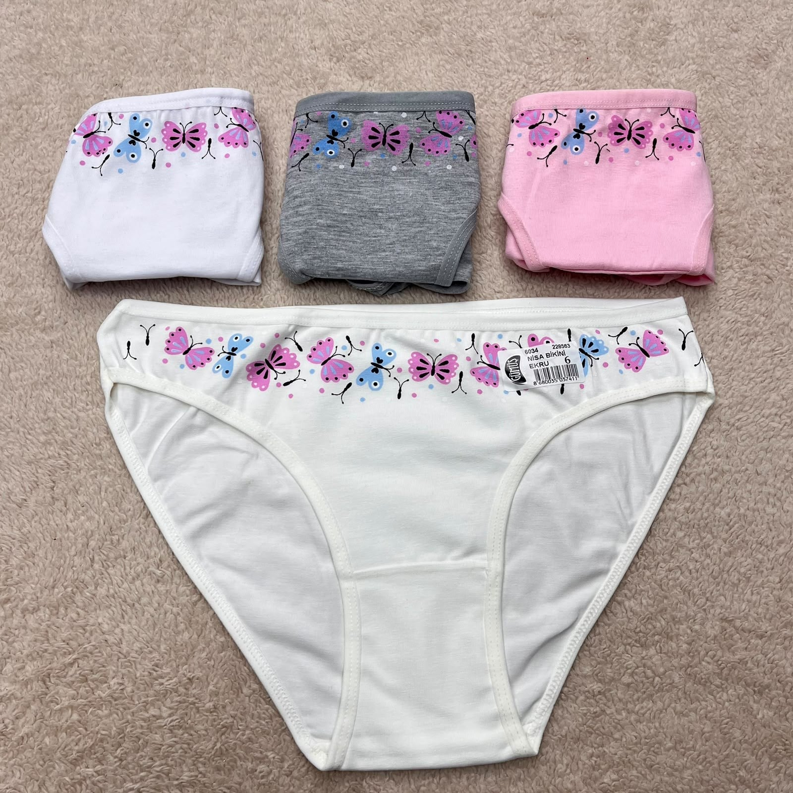 6 lı Gümüş Bayan Bikini Külot-Karışık Renk-KELEBEK