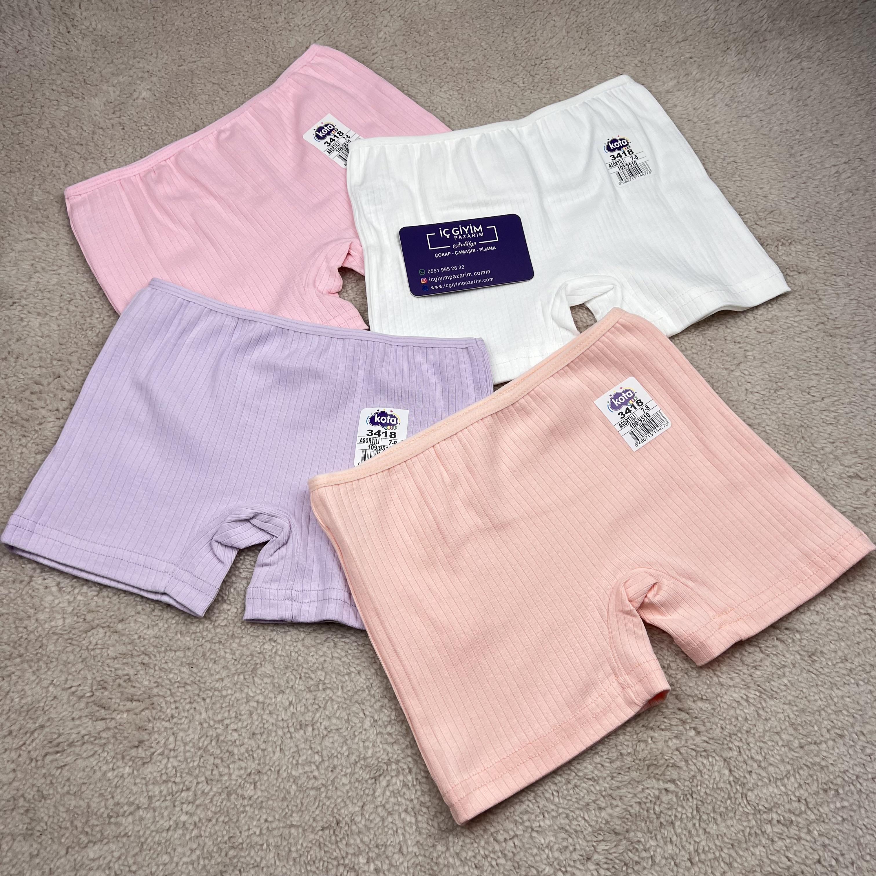 6 lı Kota Kız Çocuk Fitilli Boxer-Karışık Renk