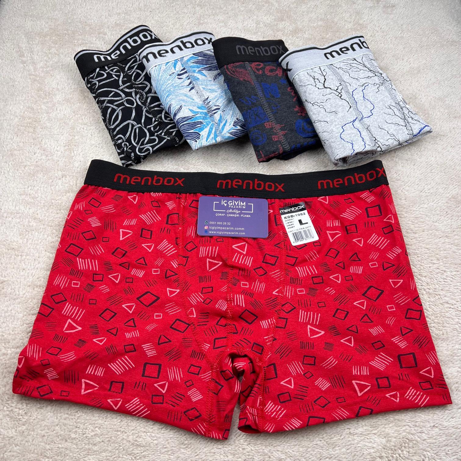 6 LI Menbox Desenli Erkek Lycra Boxer-Karışık Renk