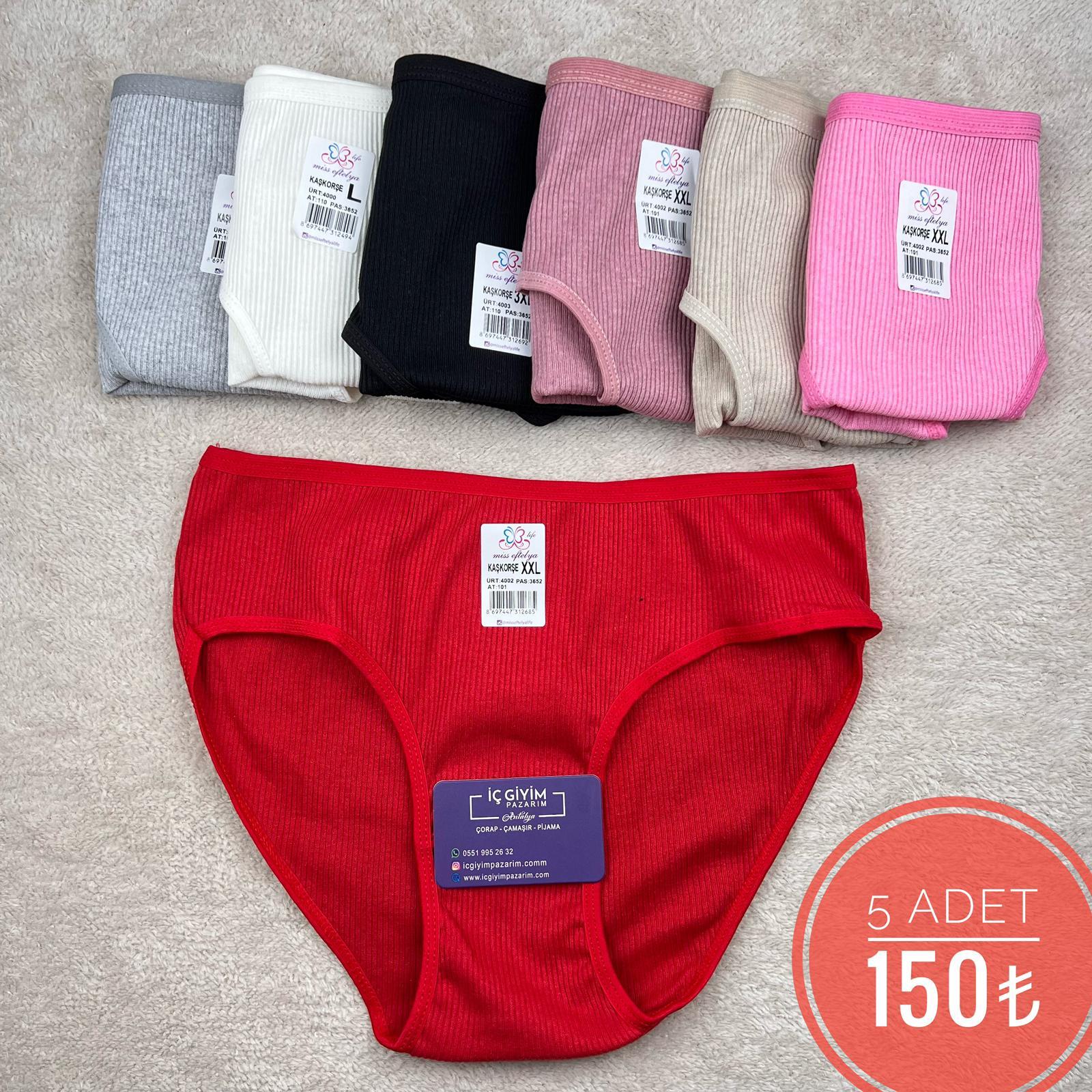 6 lı Mısseftelya Fitilli Bayan Penye Külot-Karışık Renk
