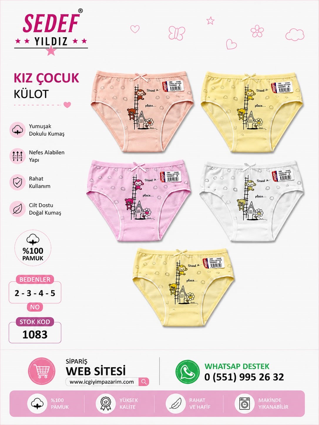 6 lı Seher- Sedef Yıldız Kız Çocuk Külot