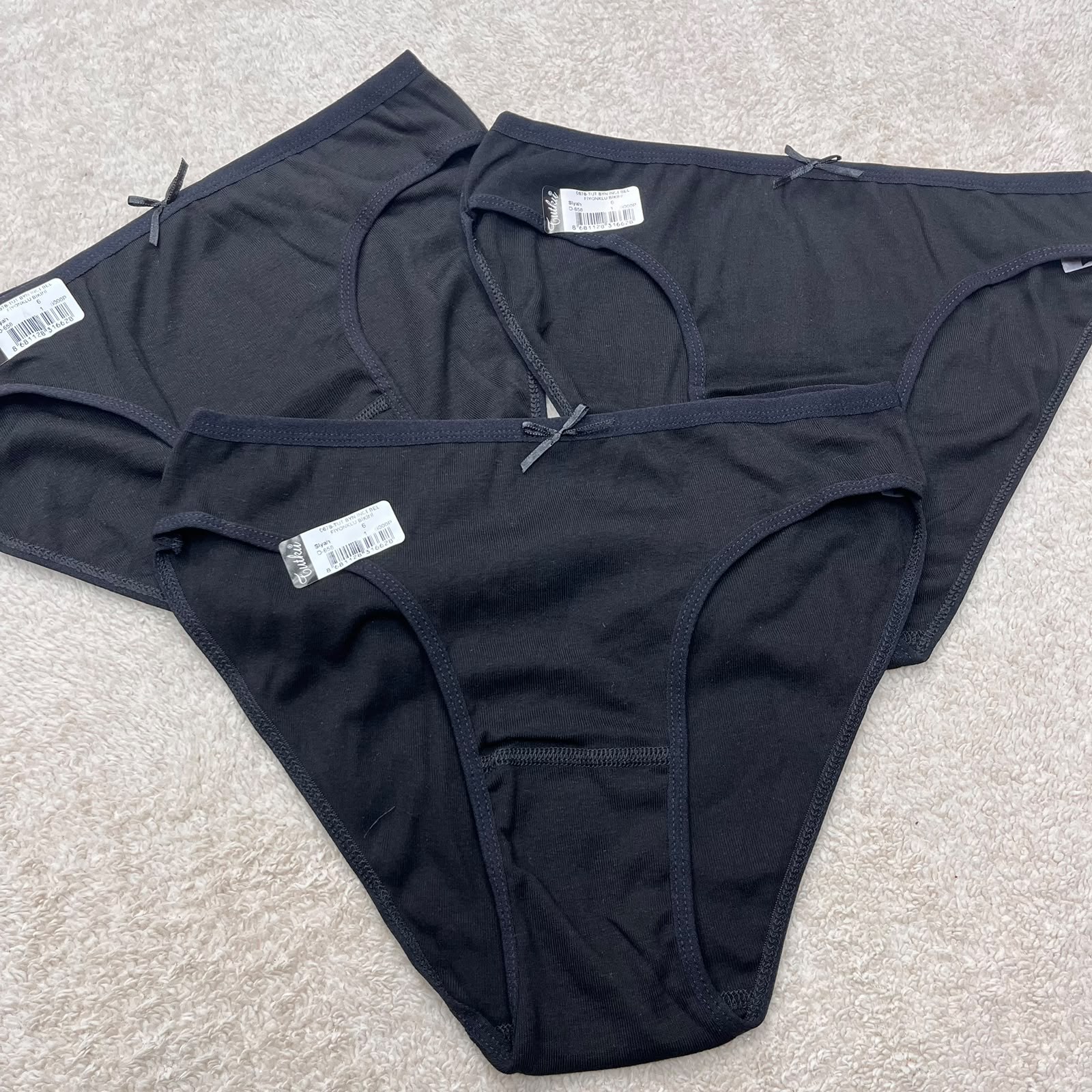 6 Lı Tutku Bayan İnce Bel Fiyonklu Bikini Külot-Siyah