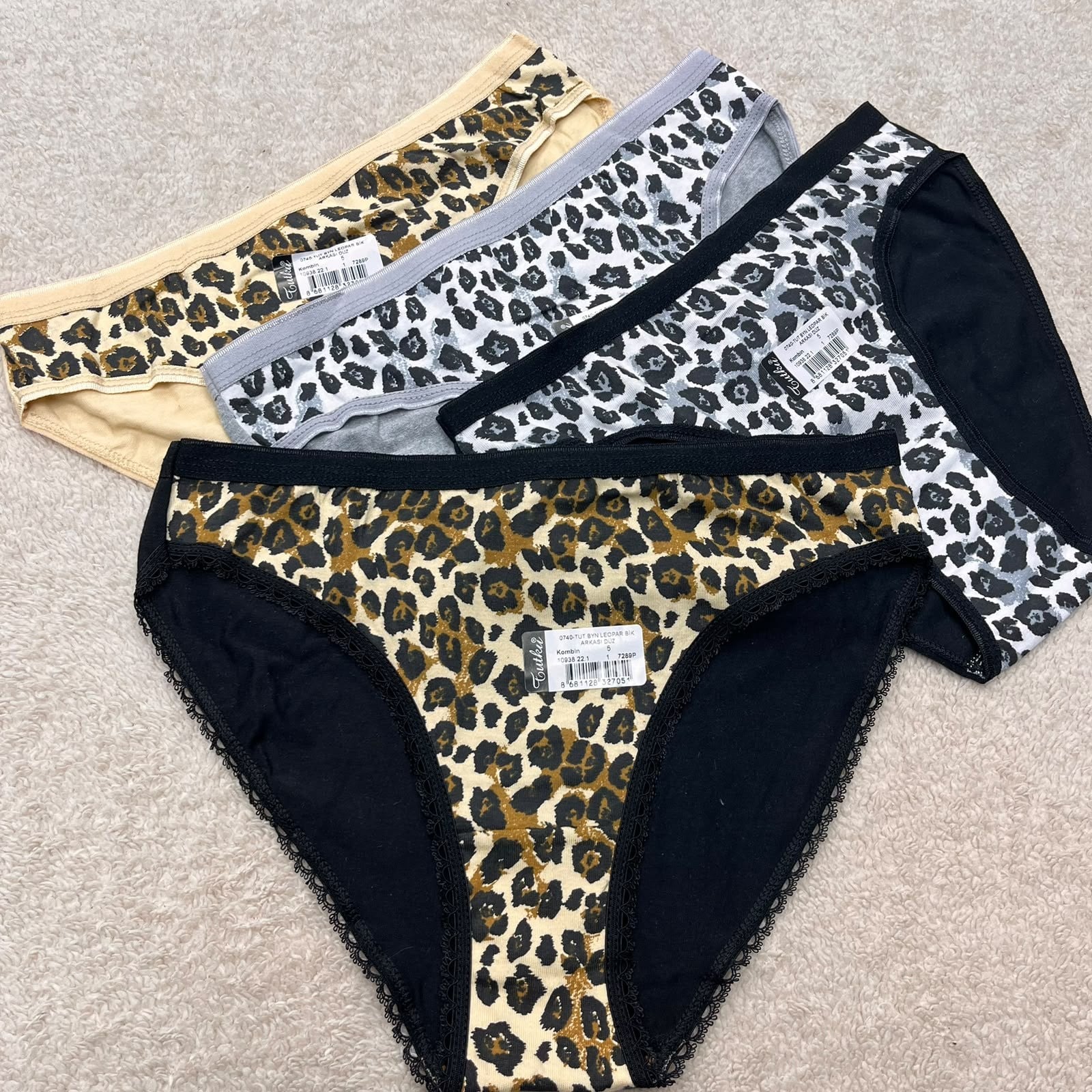 6 LI Tutku Bayan Leopar Bikini Külot-Karışık renk