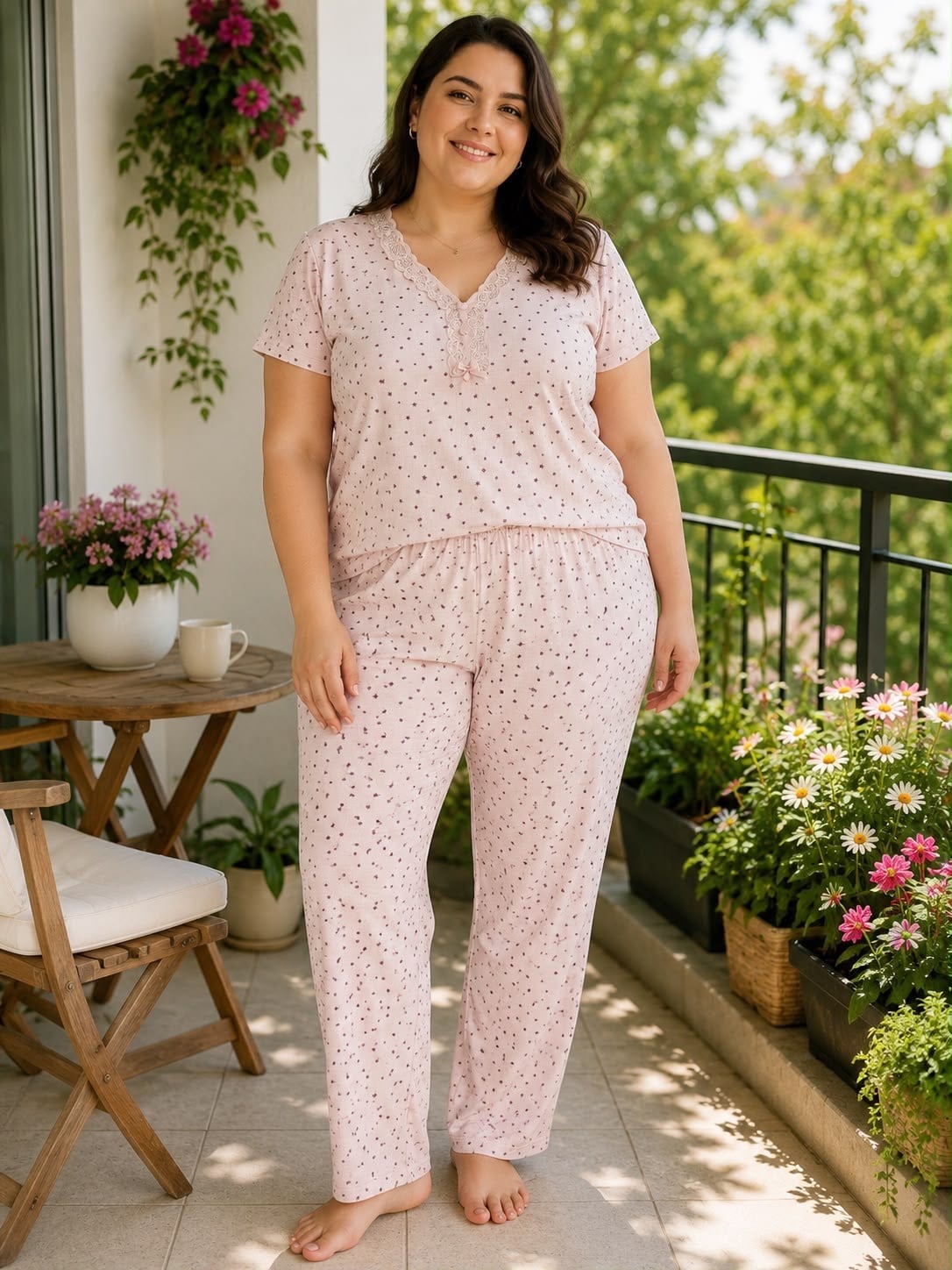 Battal GoodNight Bayan Pijama Takım-yavruağzı yıldız