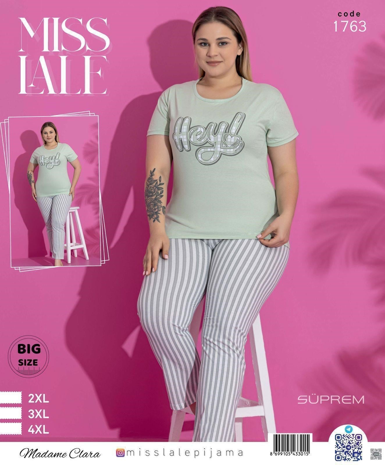 Battal MISSLALE Uzun Kol Süprem Pijama Takım-1763