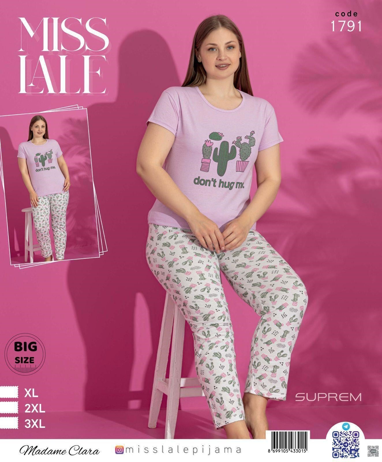 Battal MISSLALE Uzun Kol Süprem Pijama Takım-1791