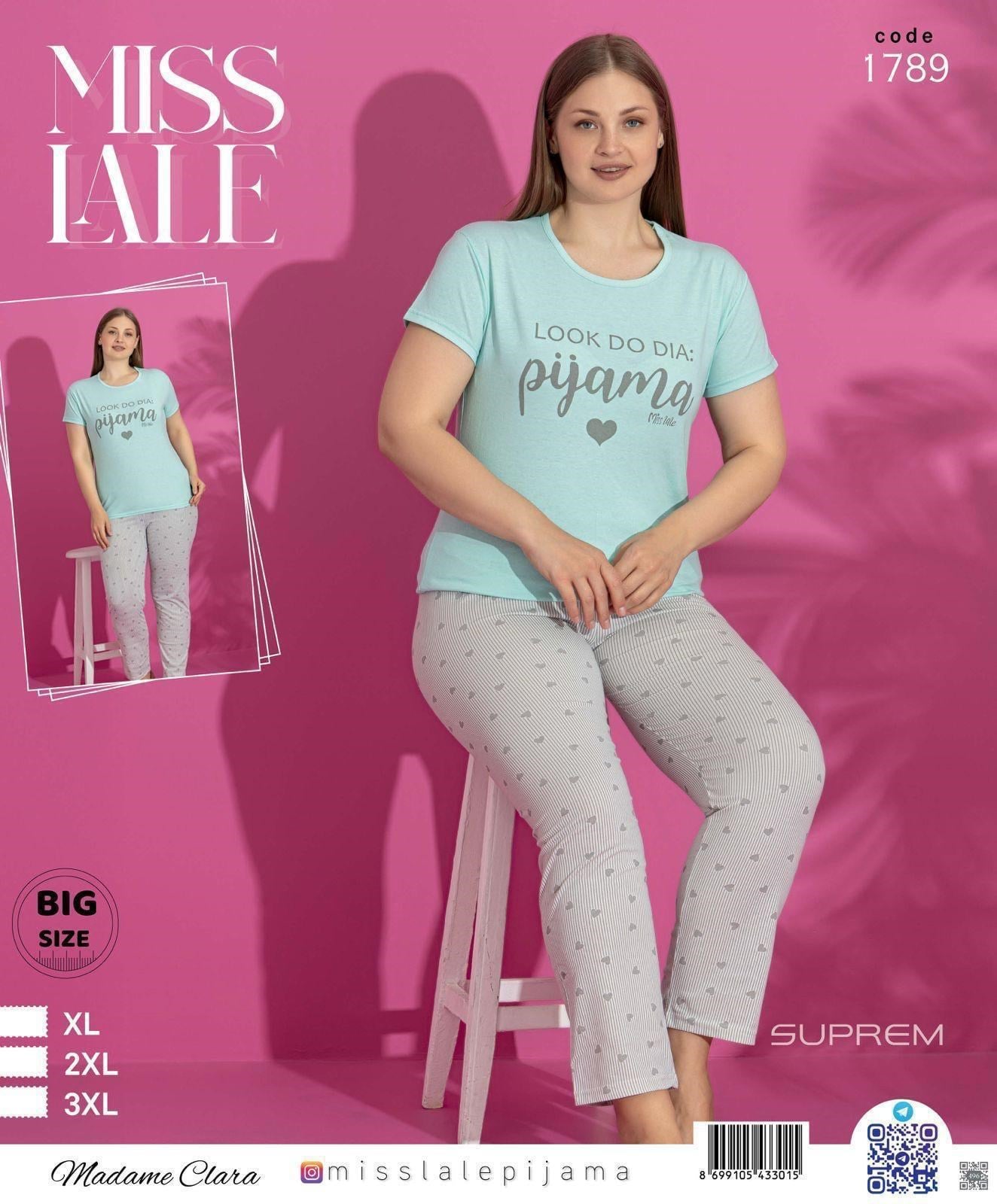 Battal MISSLALE Uzun Kol Süprem Pijama Takım-1789