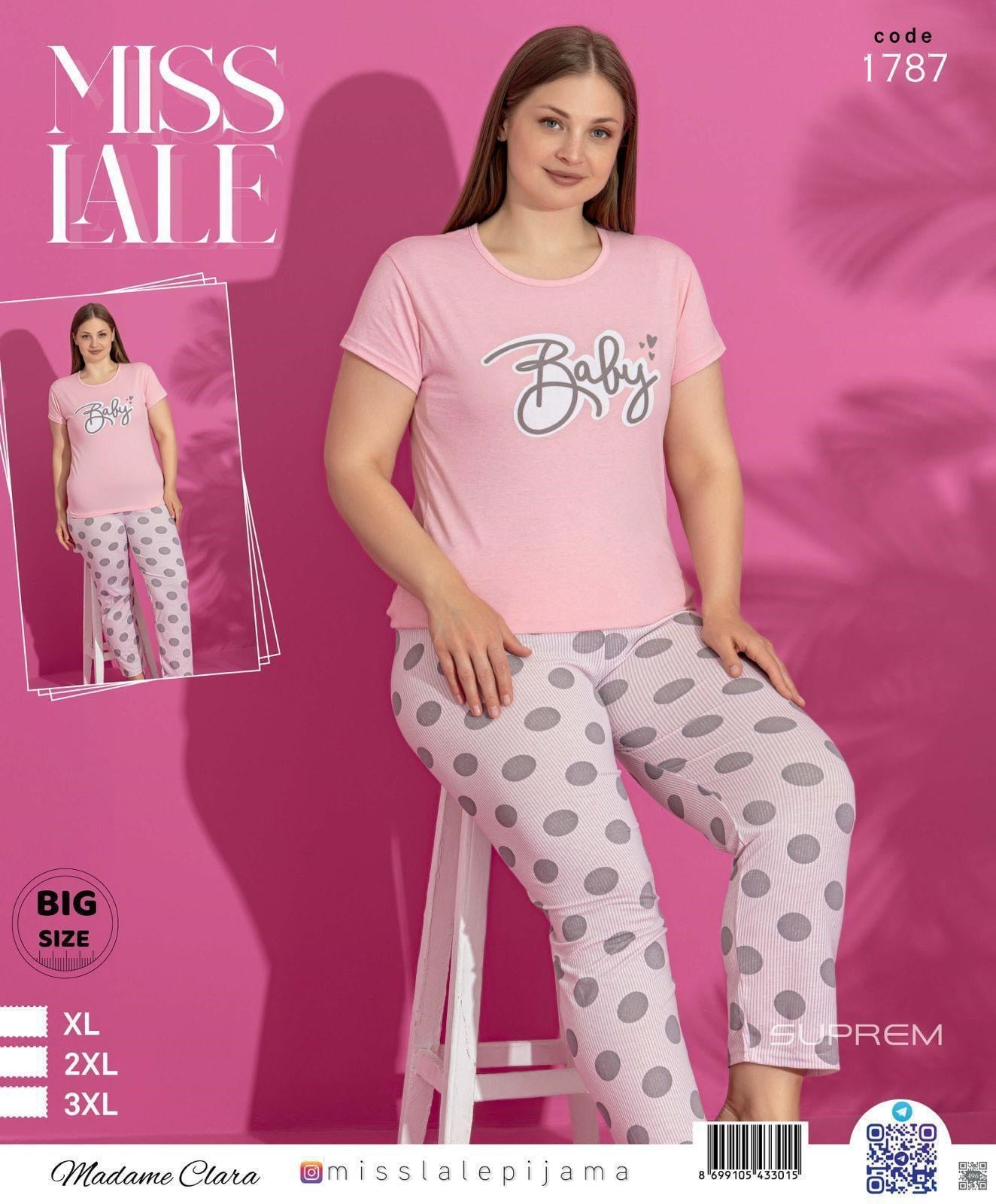 Battal MISSLALE Uzun Kol Süprem Pijama Takım-1787