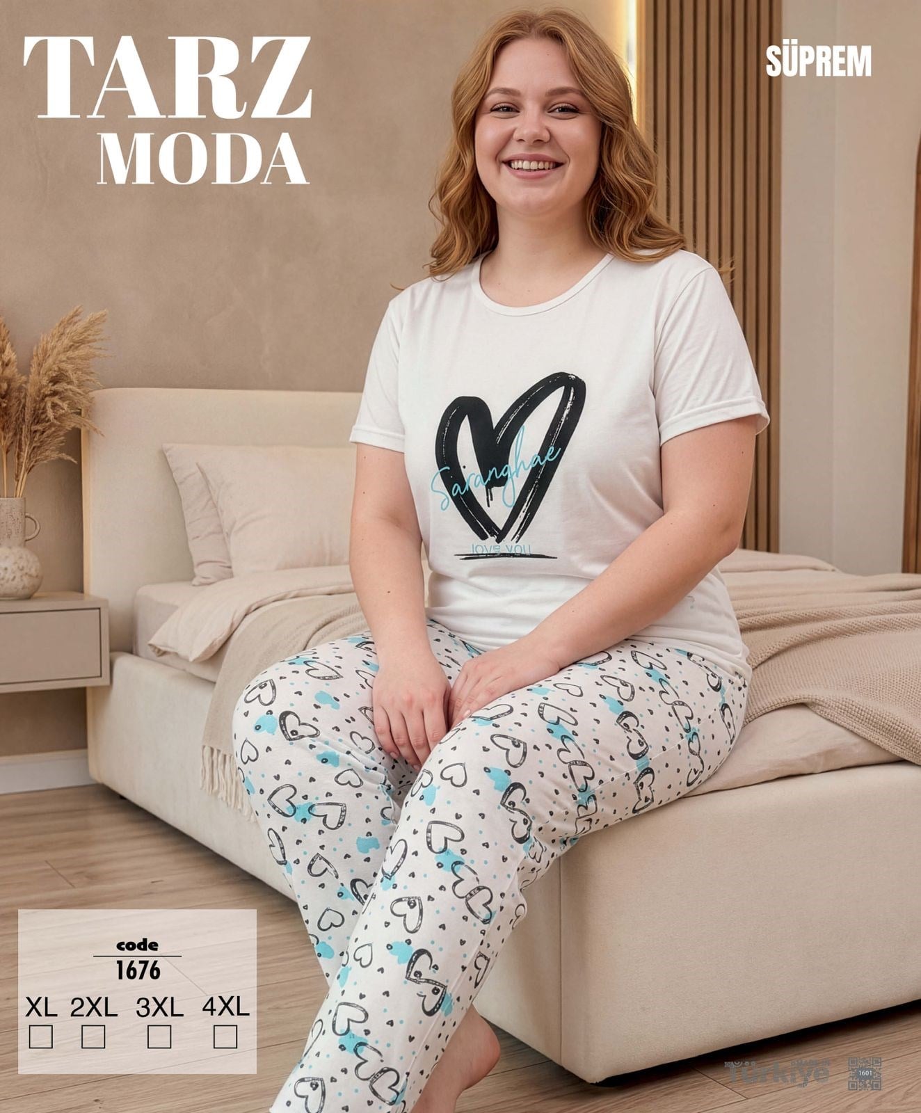 Battal TARZMODA Kısa Kol Süprem Penye Takım-1676 beyaz