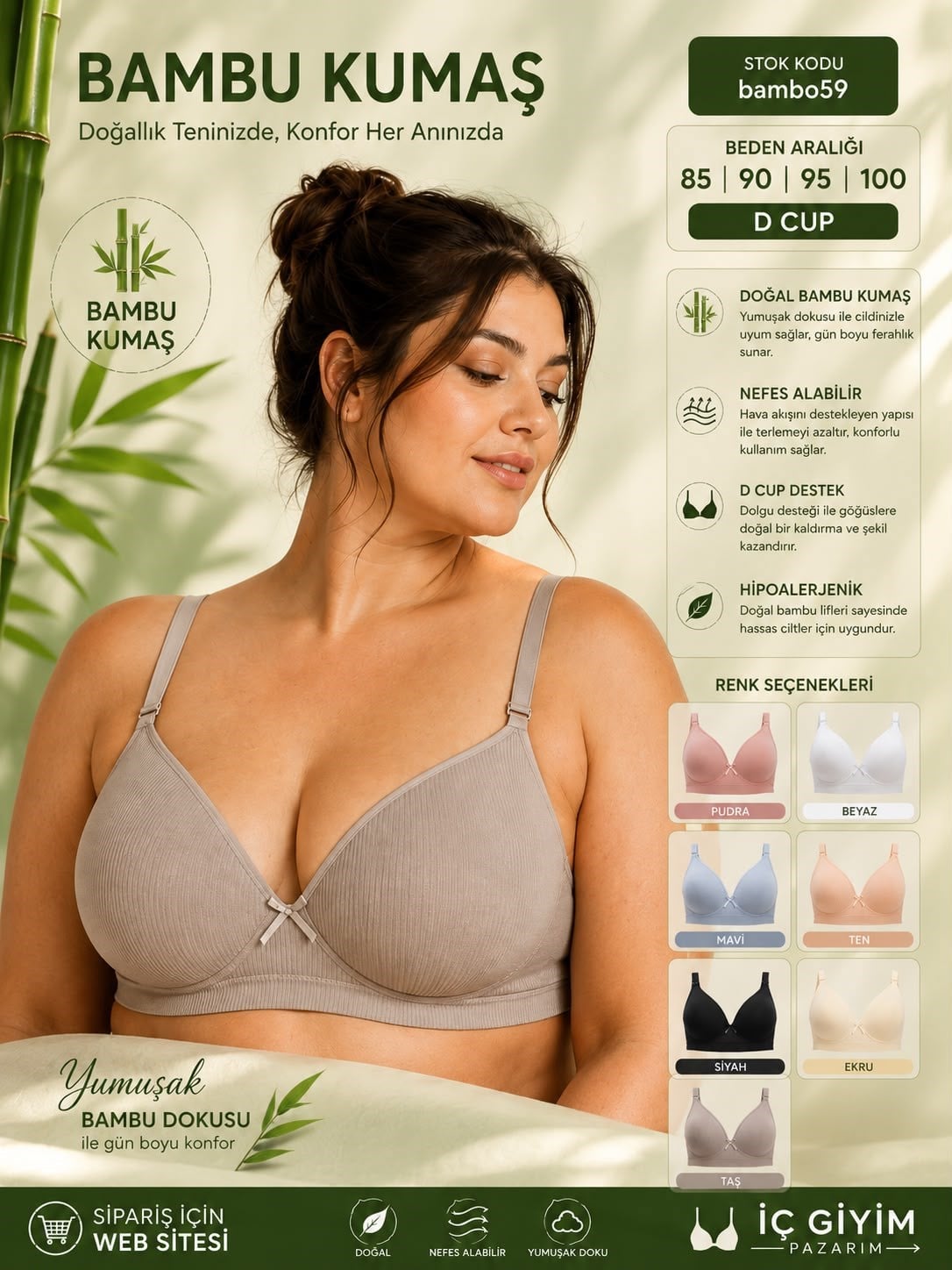 Best Bra Bamboo Sütyen-bambo59 C-D Cup