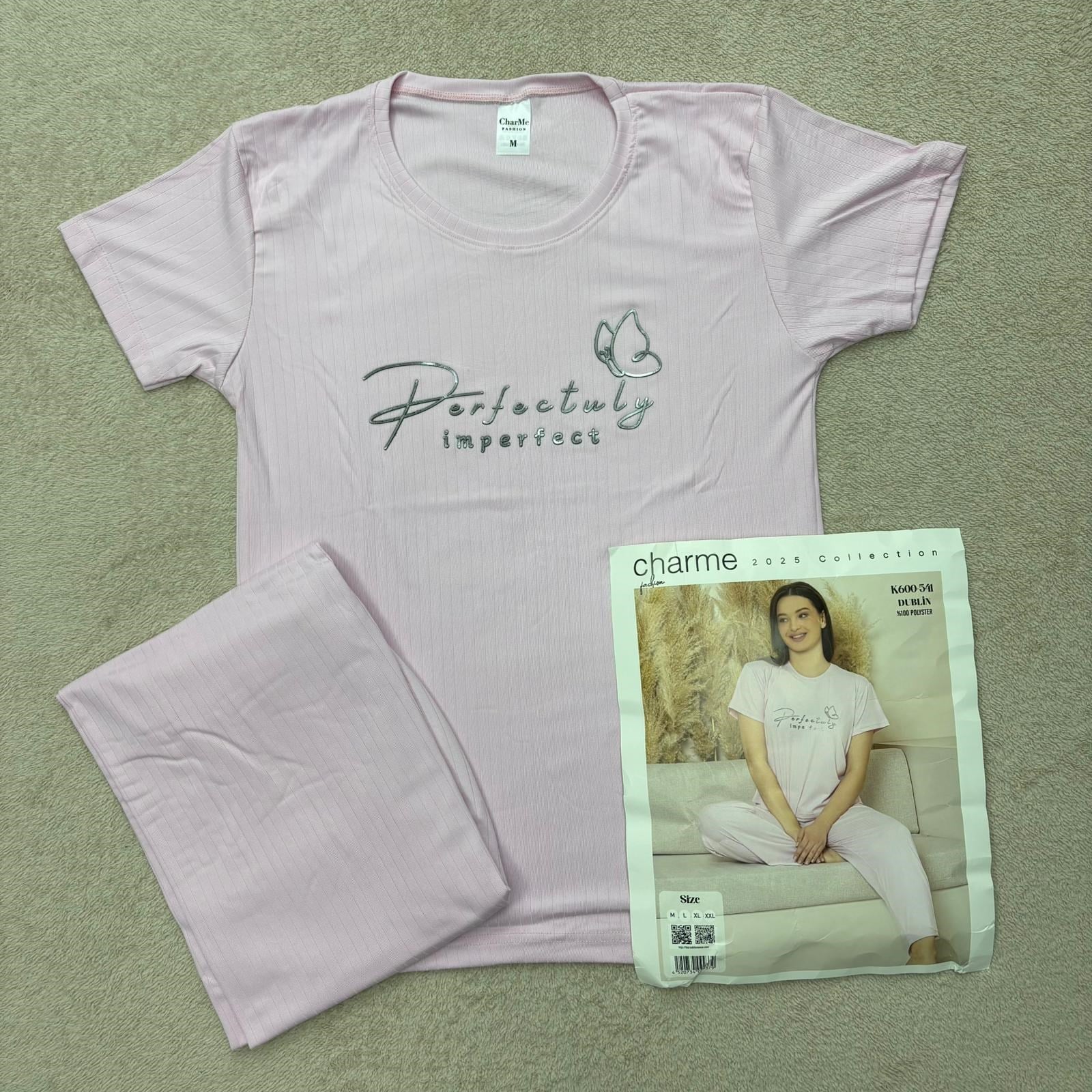 Charme Dublin Kısa Kol Pijama Takım-600-541 pembe
