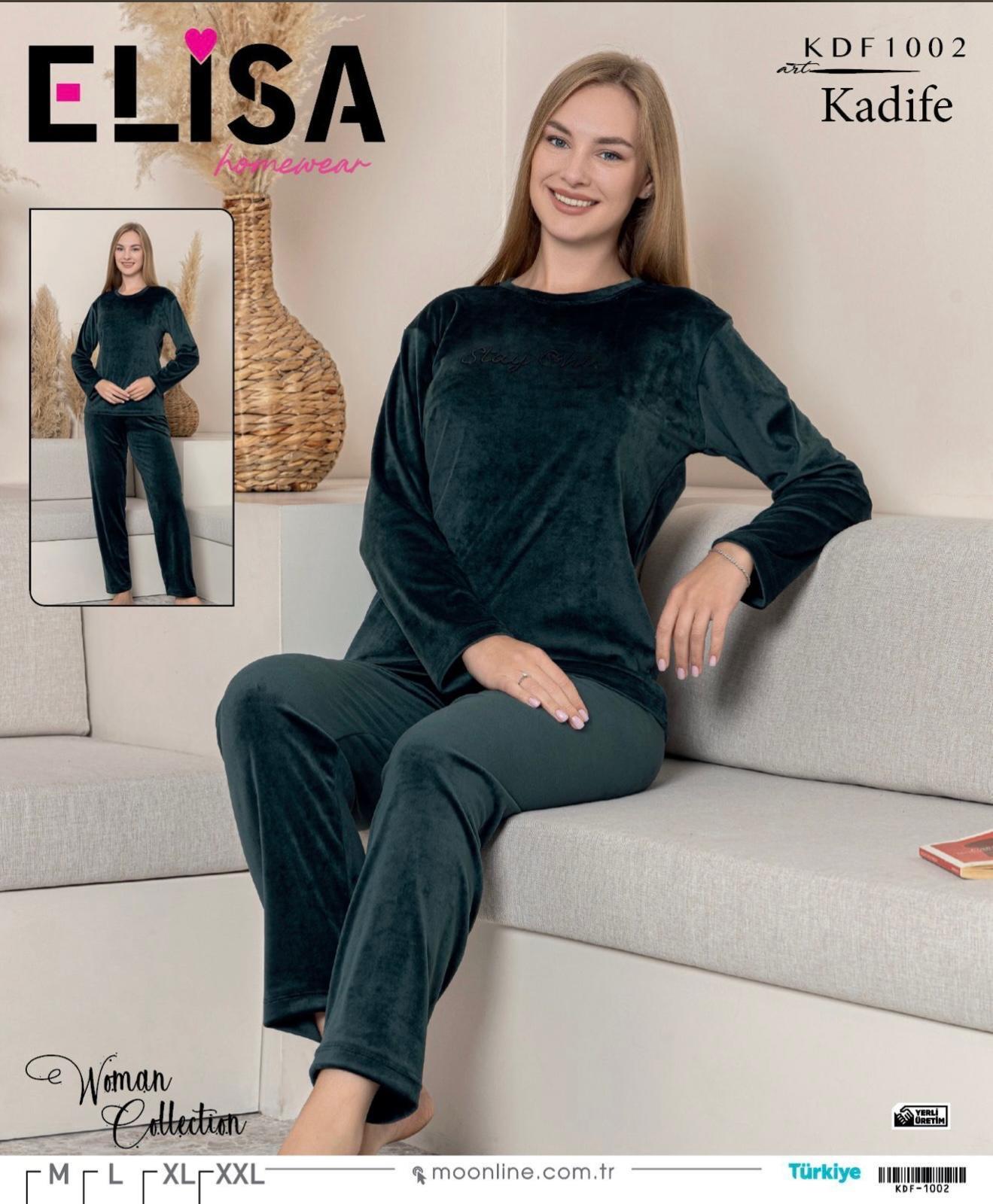 Elisa Kadife Bayan Pijama Takım-zümrüt