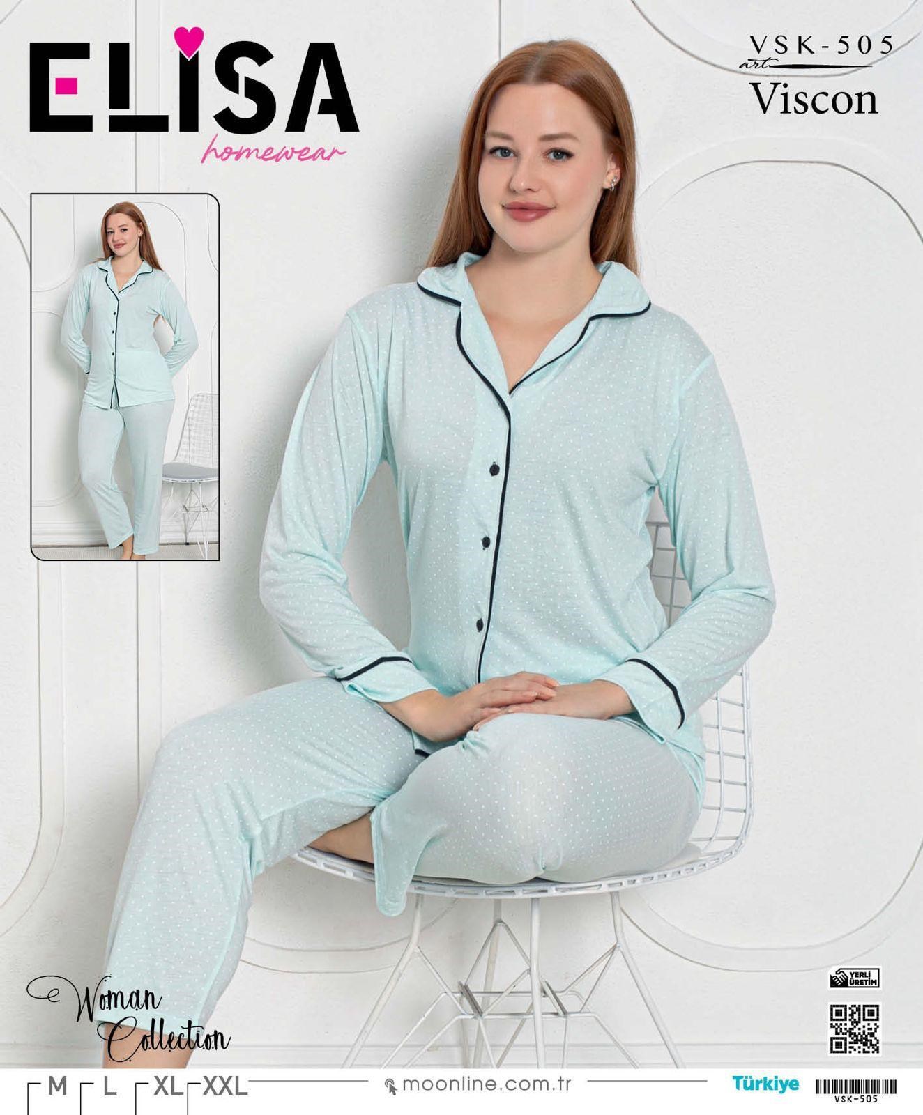 Elisa Vıscon Bayan Pijama Takım-505 mavi