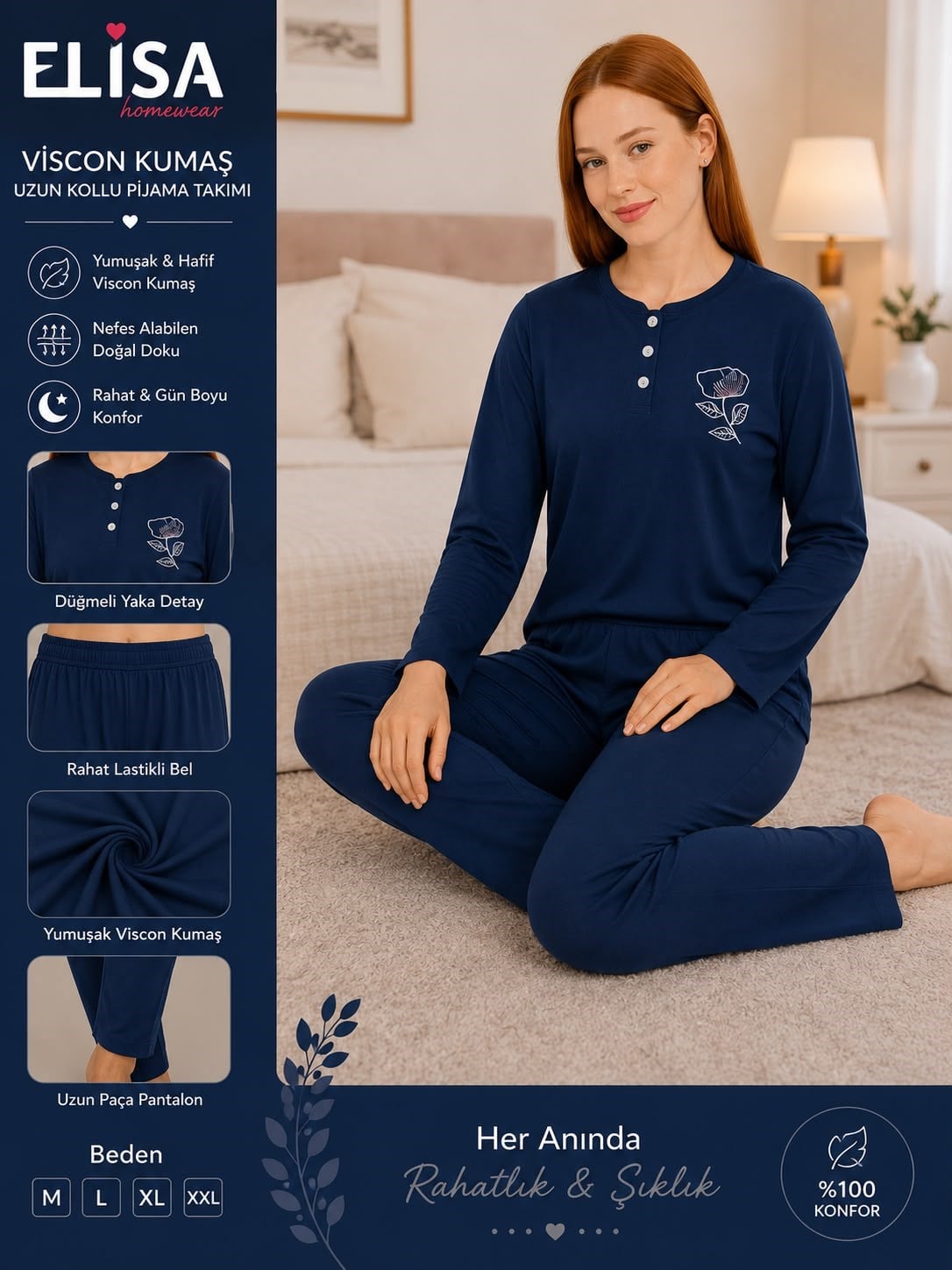 Elisa Vıscon Bayan Pijama Takım-düz laci